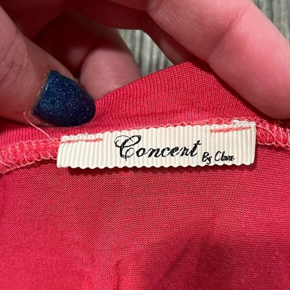 Concert By Clare Tee Shirt Cap Sleeves Ruched Sides Round Neck Cotton Pink S - Picture 2 of 3